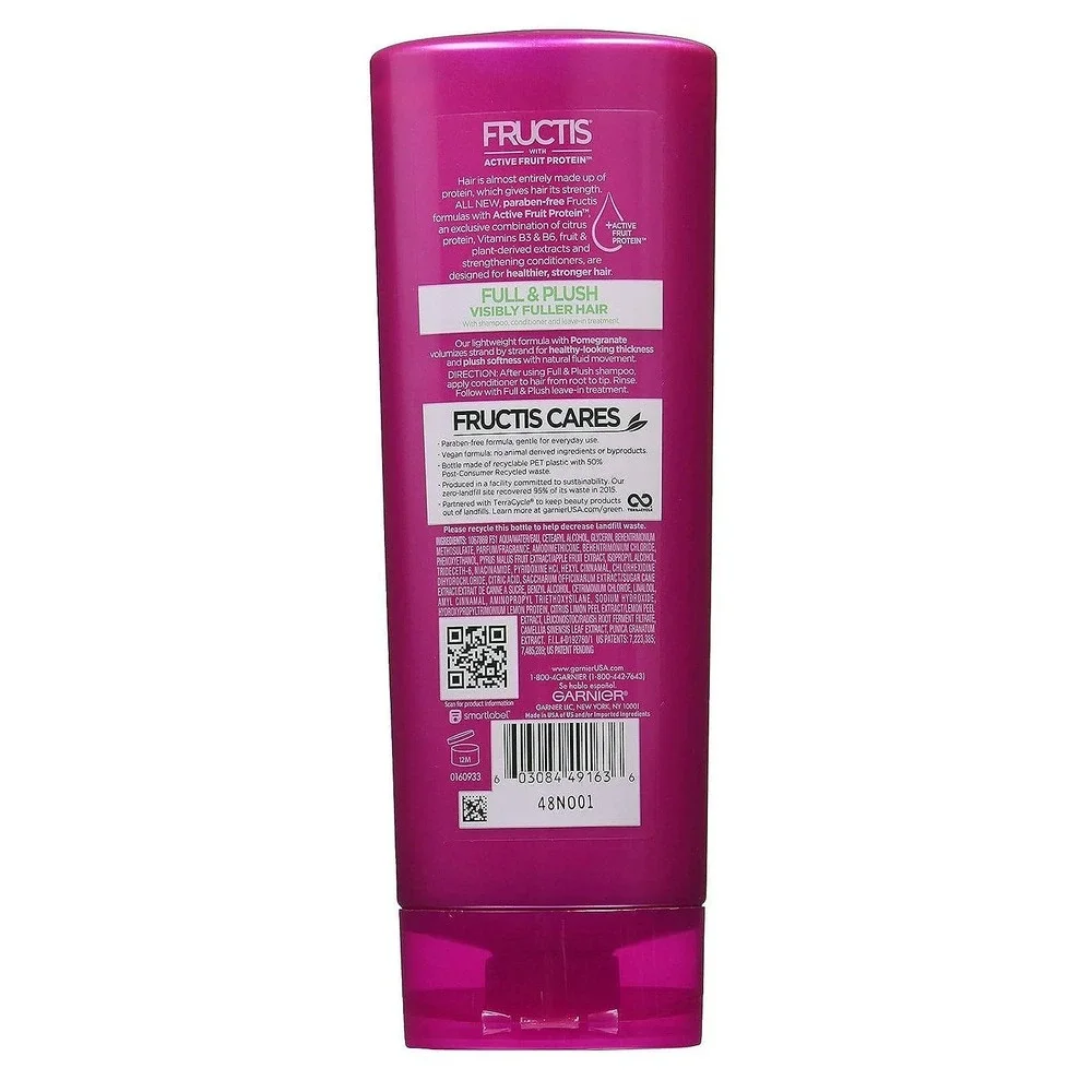 Garnier Fructis Full & Plush Fortifying Conditioner for Fine Flat Hair 12 oz NEW